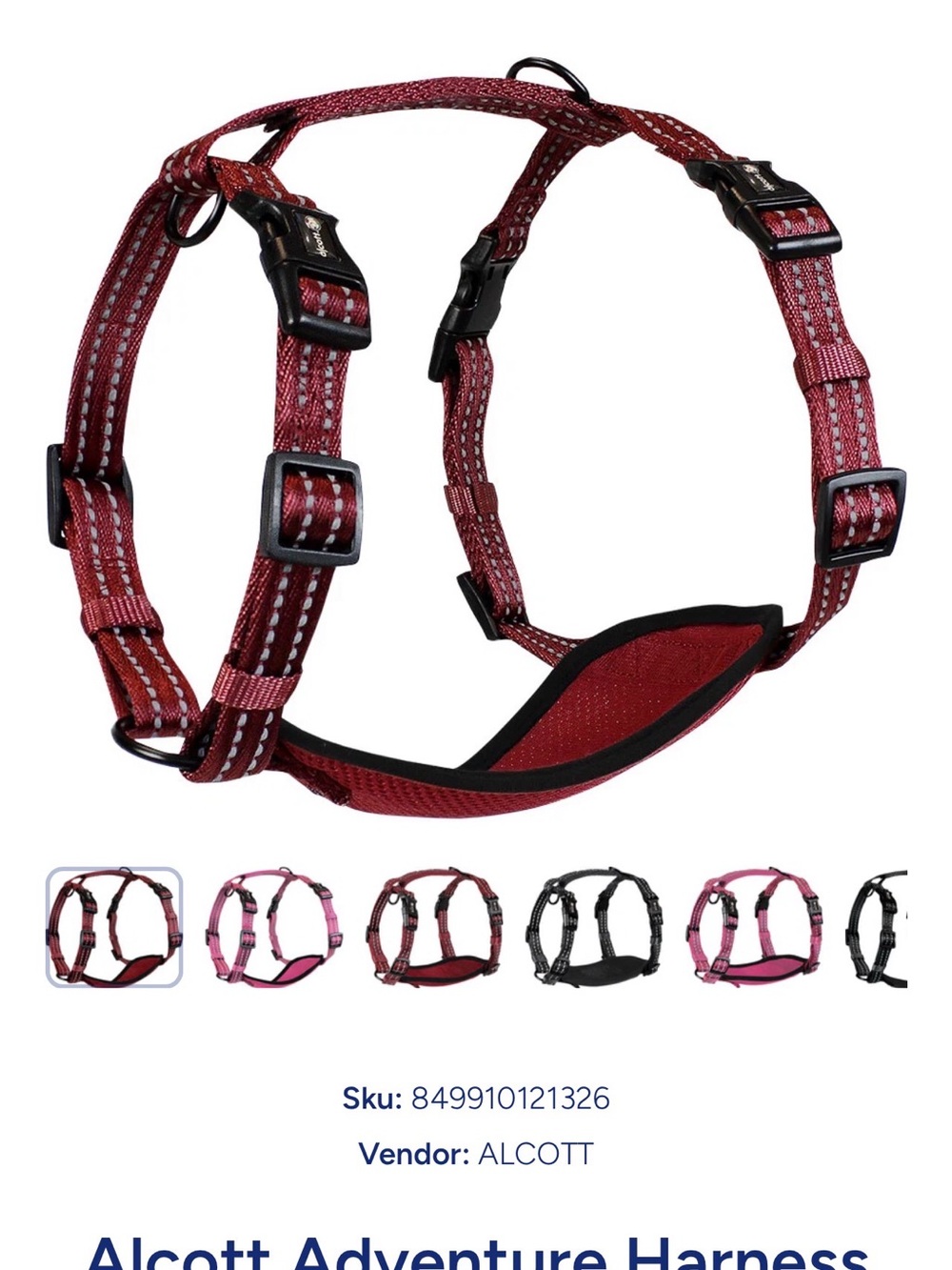 Alcott Extra Small XS Red Everyday Adventure Harness NWT D-9